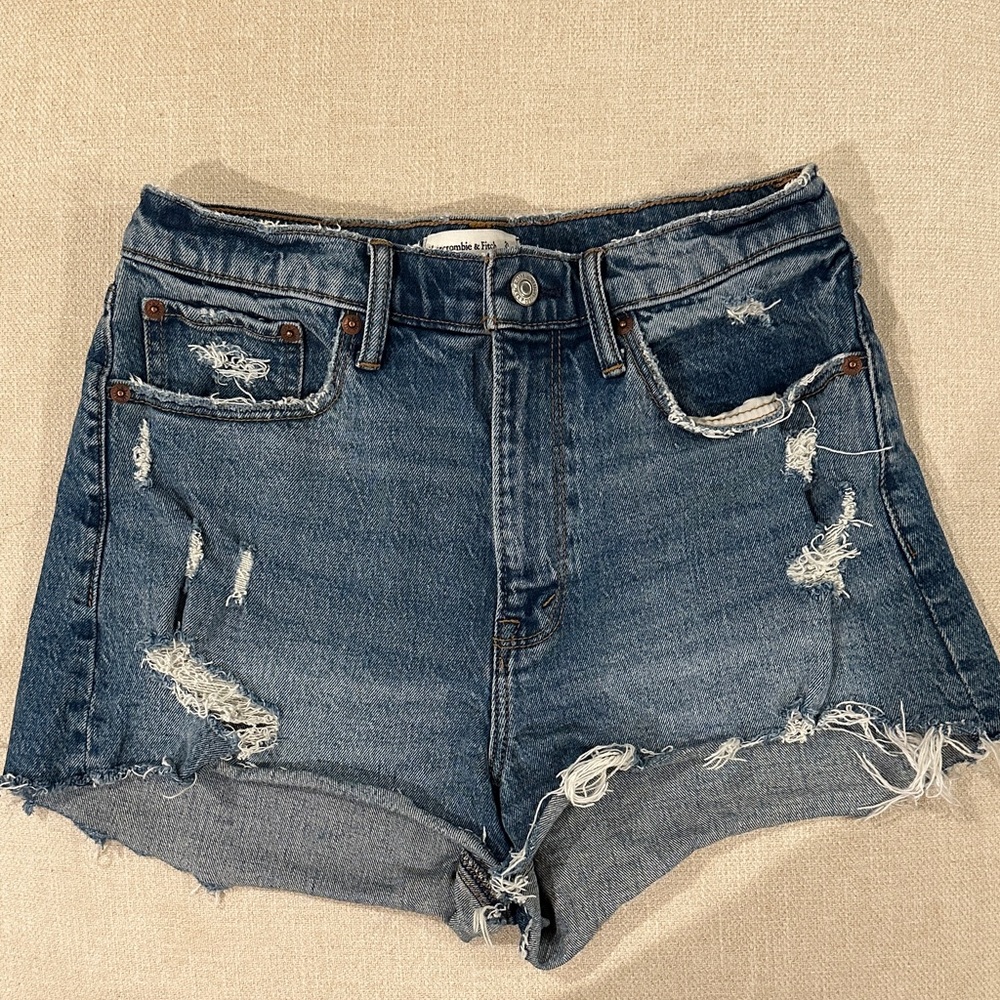 Abercrombie & Fitch High Rise Curve Love Mom Short Jean Shorts